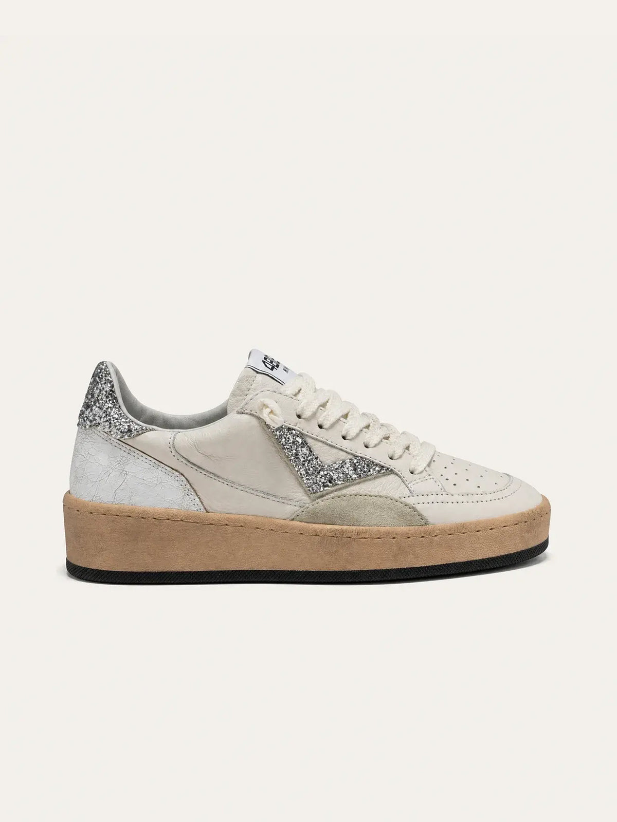 Sneaker PLAYNEWSKY in Pelle Bianca con Glitter Argento