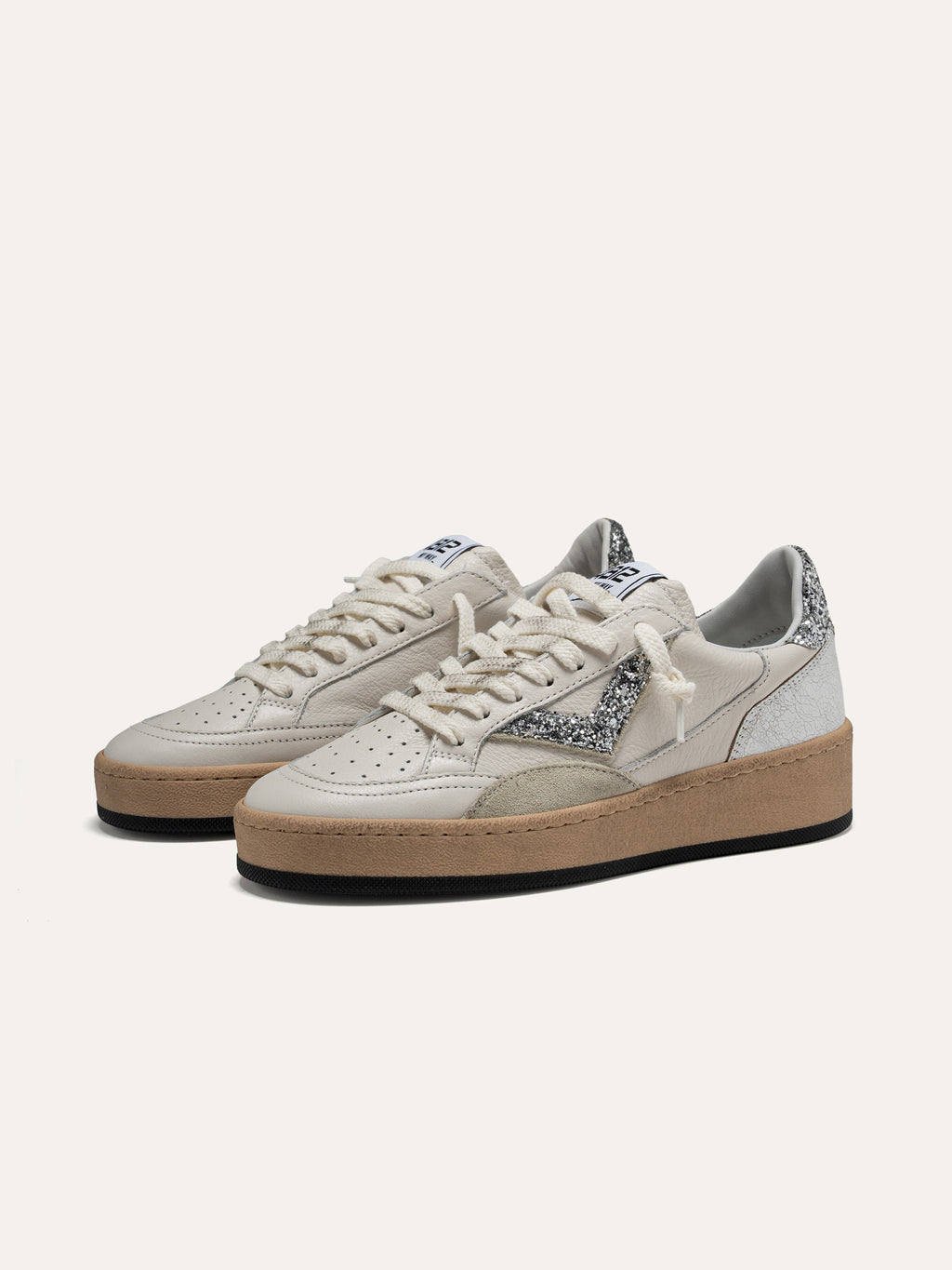 Sneaker PLAYNEWSKY in Pelle Bianca con Glitter Argento