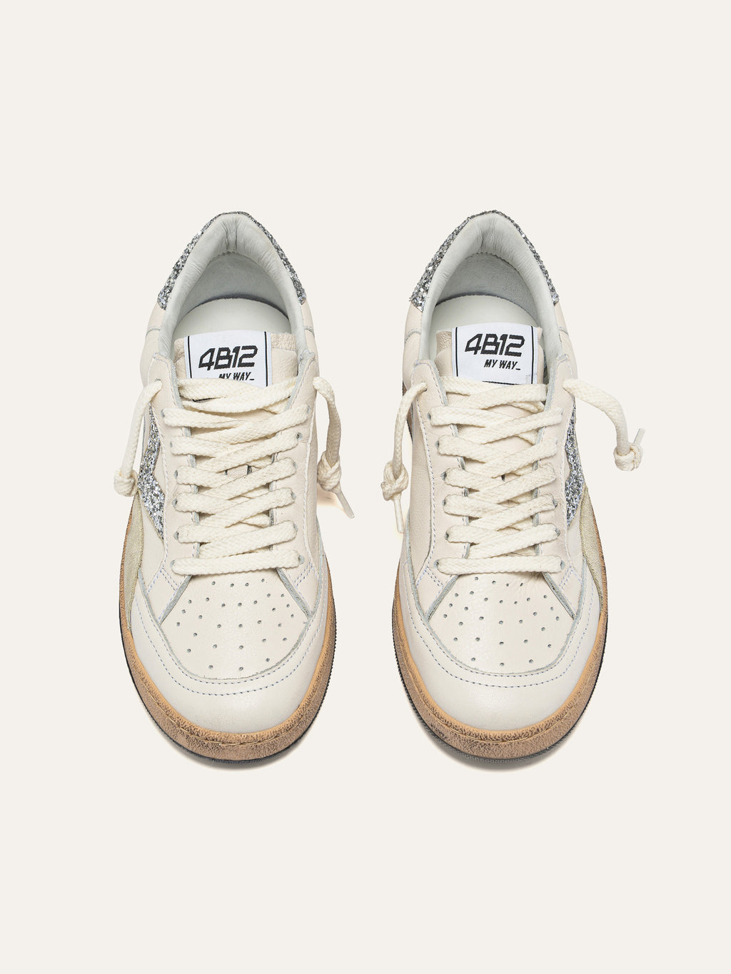 Sneaker PLAYNEWSKY in Pelle Bianca con Glitter Argento