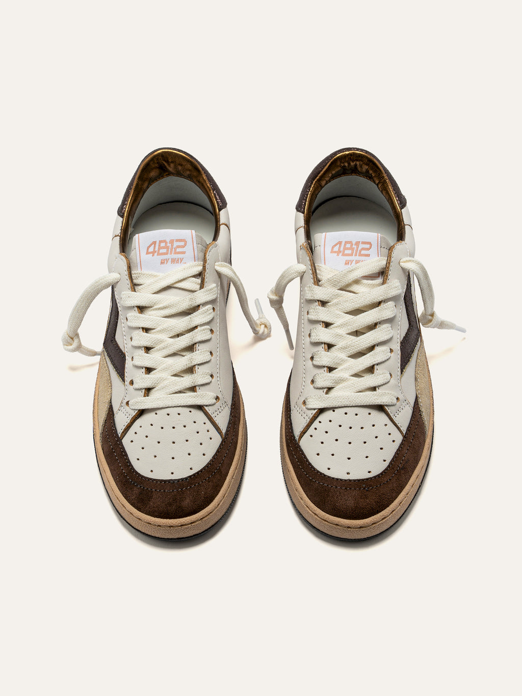 Baskets PLAYNEWSKY en Cuir Blanc et Daim Marron