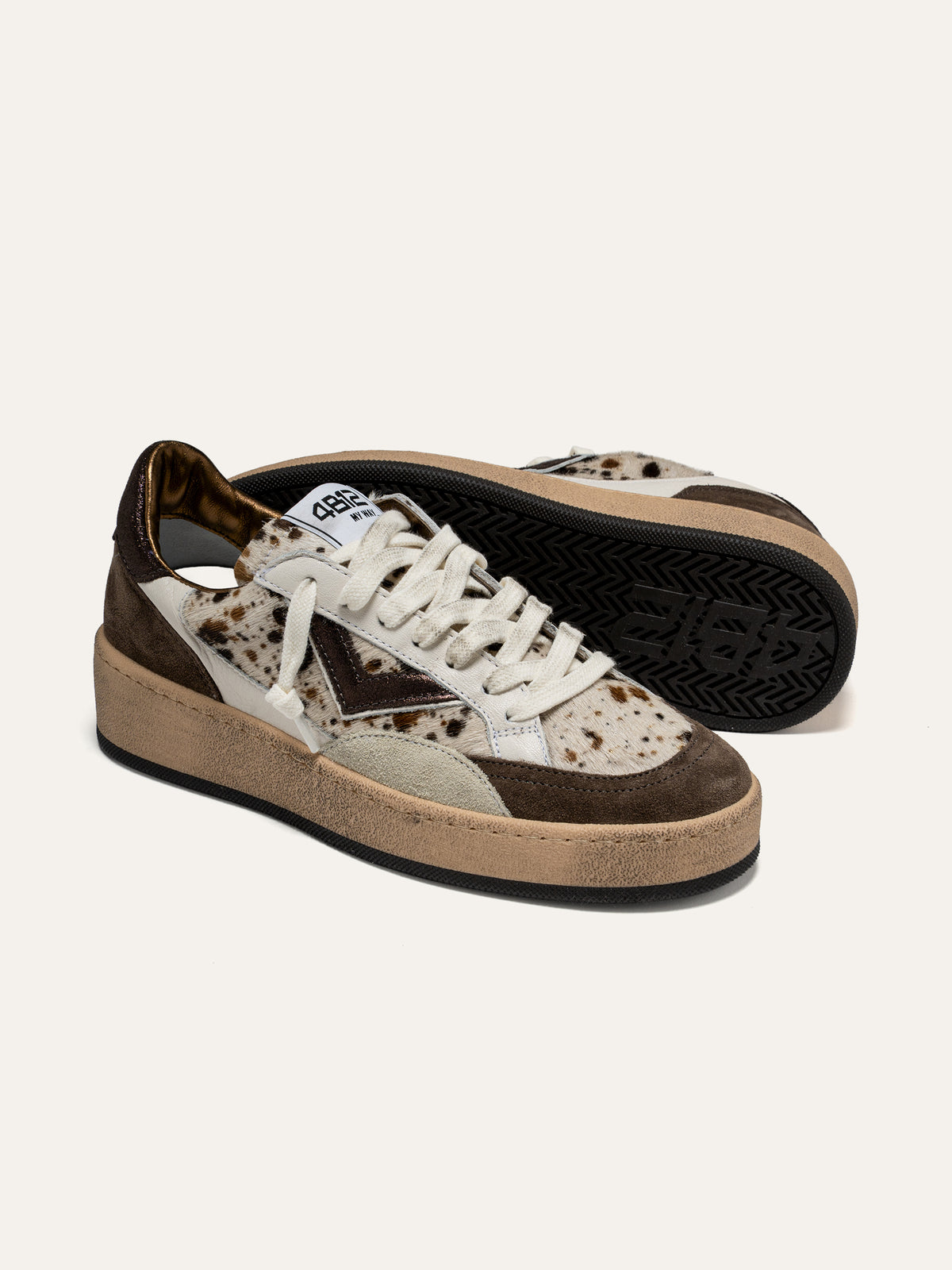 Baskets PLAYNEWSKY en Cuir Blanc et Poulain Tacheté