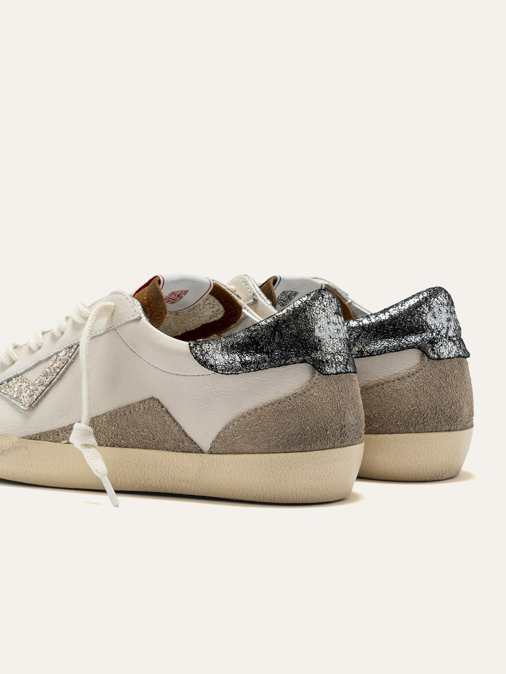 SUPRIME Sneakers in White, Brown and Beige Leather