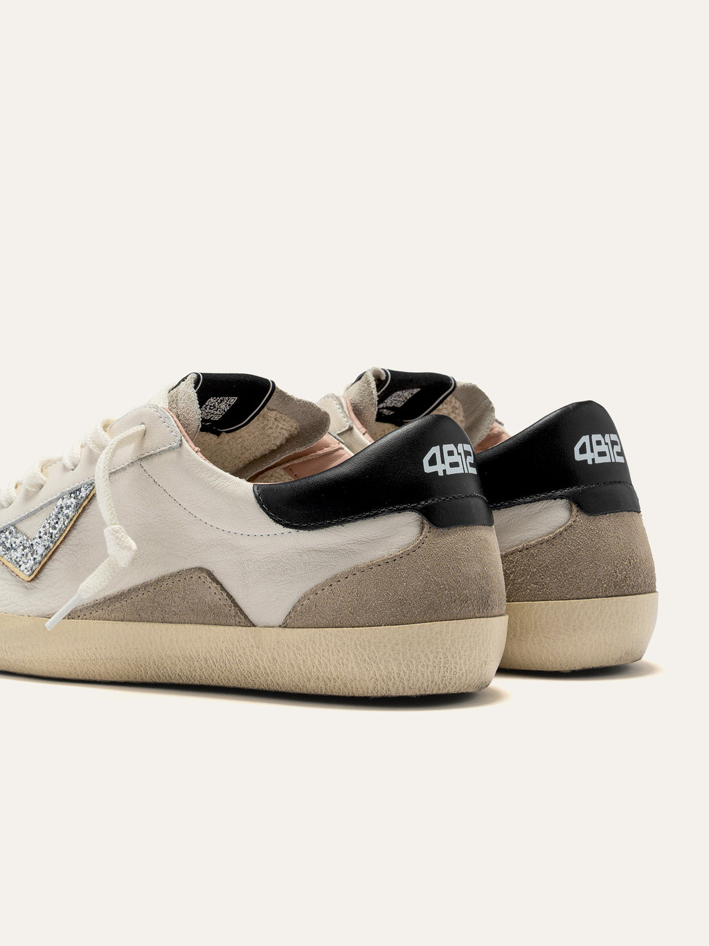 SUPRIME Sneakers in White and Beige Leather
