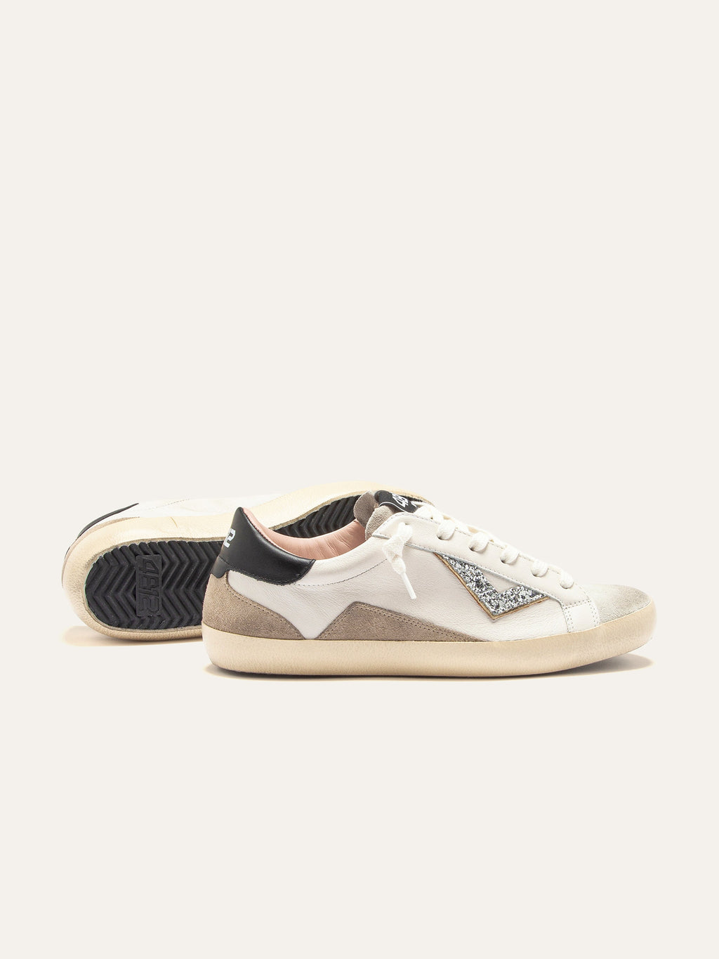 SUPRIME Sneakers in White and Beige Leather