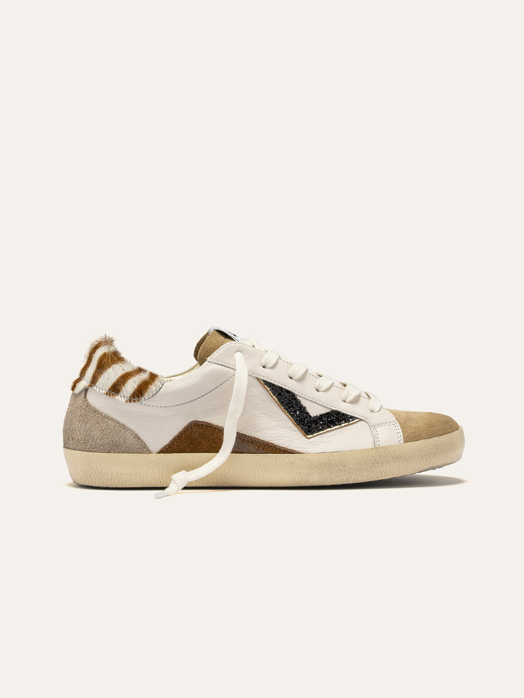 SUPRIME Sneakers in White, Animalier and Black Glitter