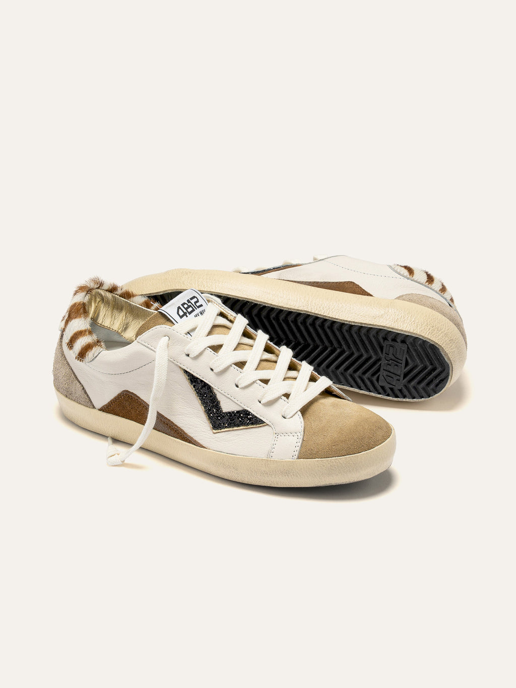SUPRIME Sneakers in White, Animalier and Black Glitter