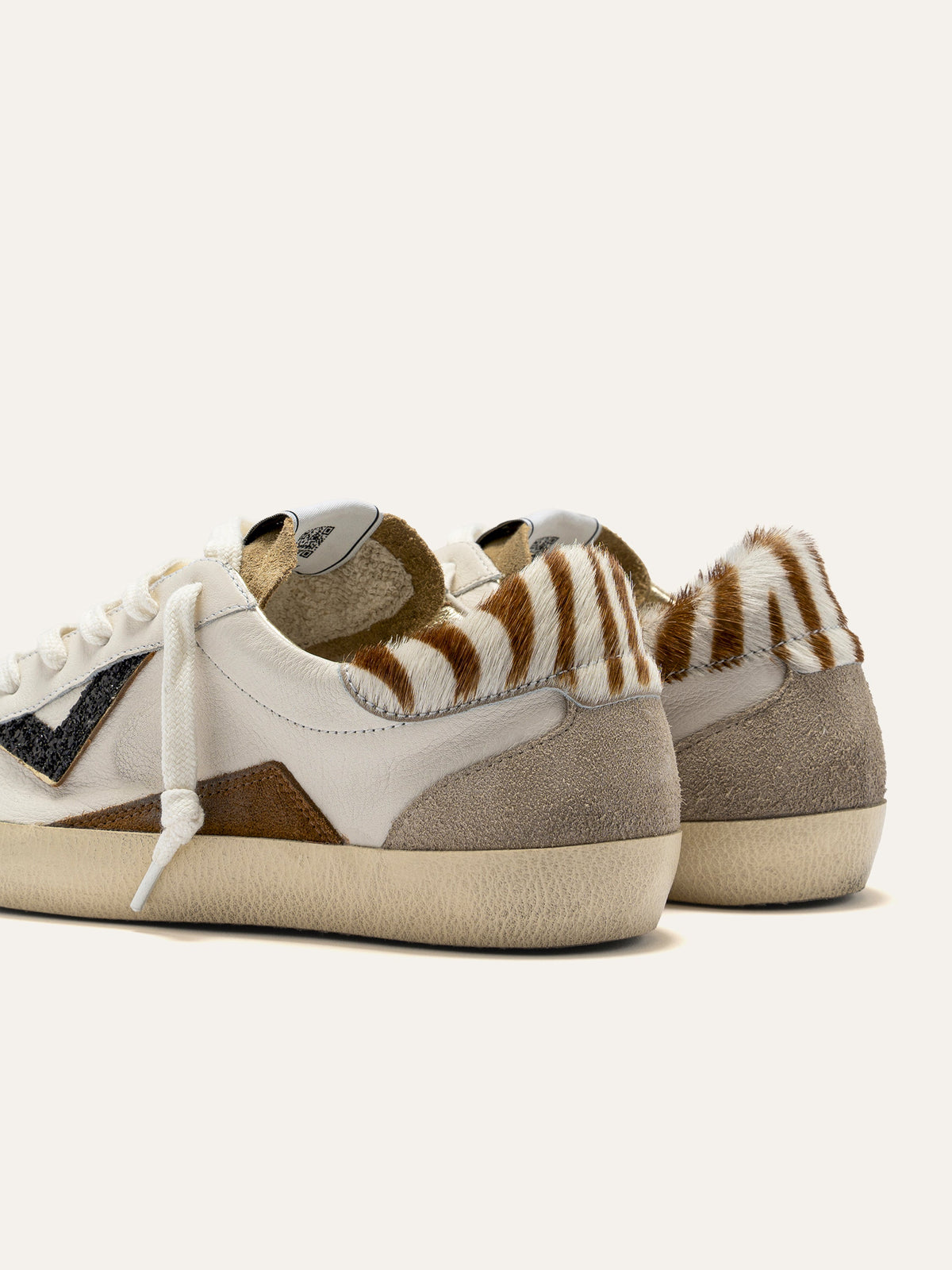 SUPRIME Sneakers in White, Animalier and Black Glitter