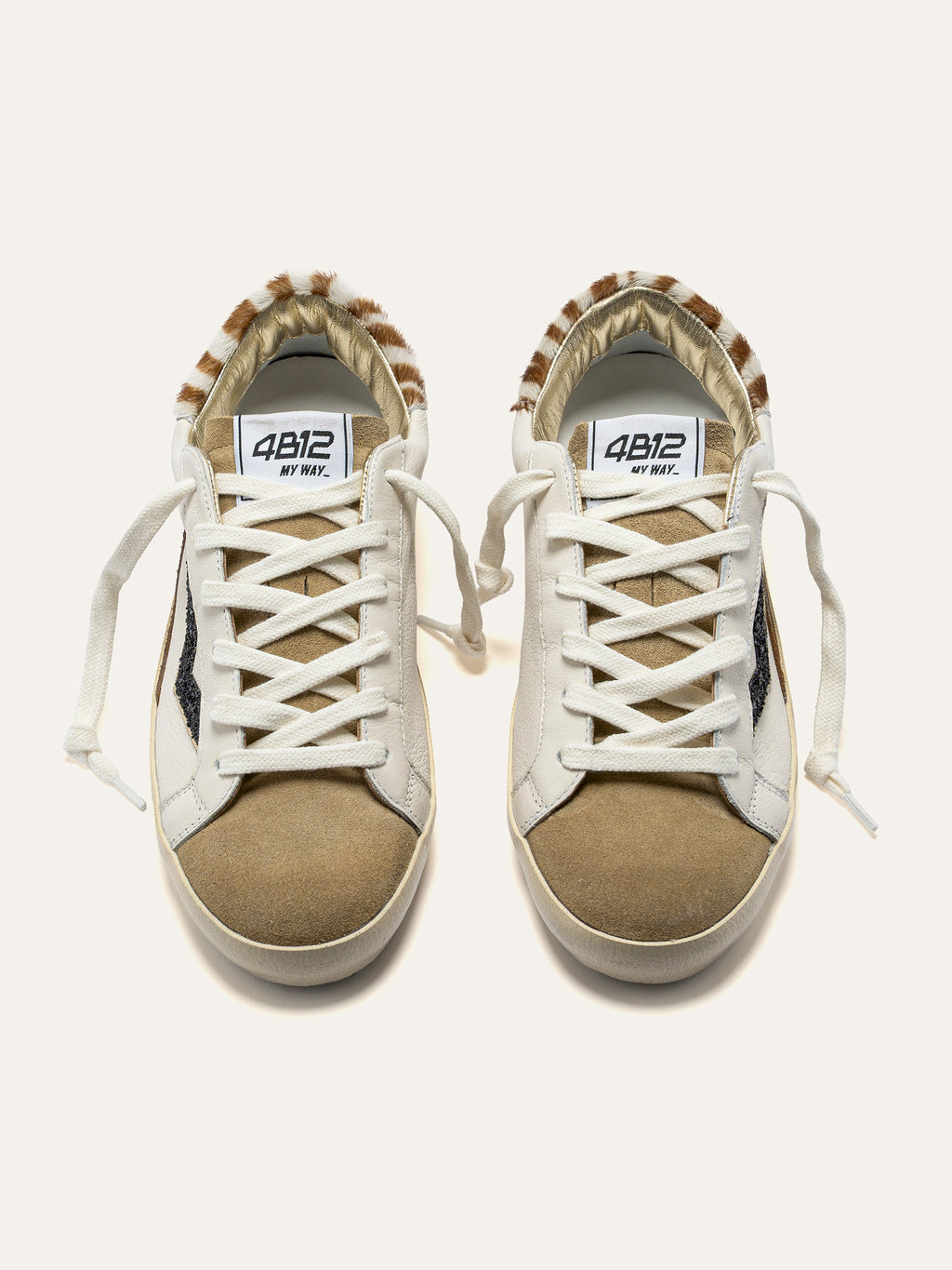 SUPRIME Sneakers in White, Animalier and Black Glitter