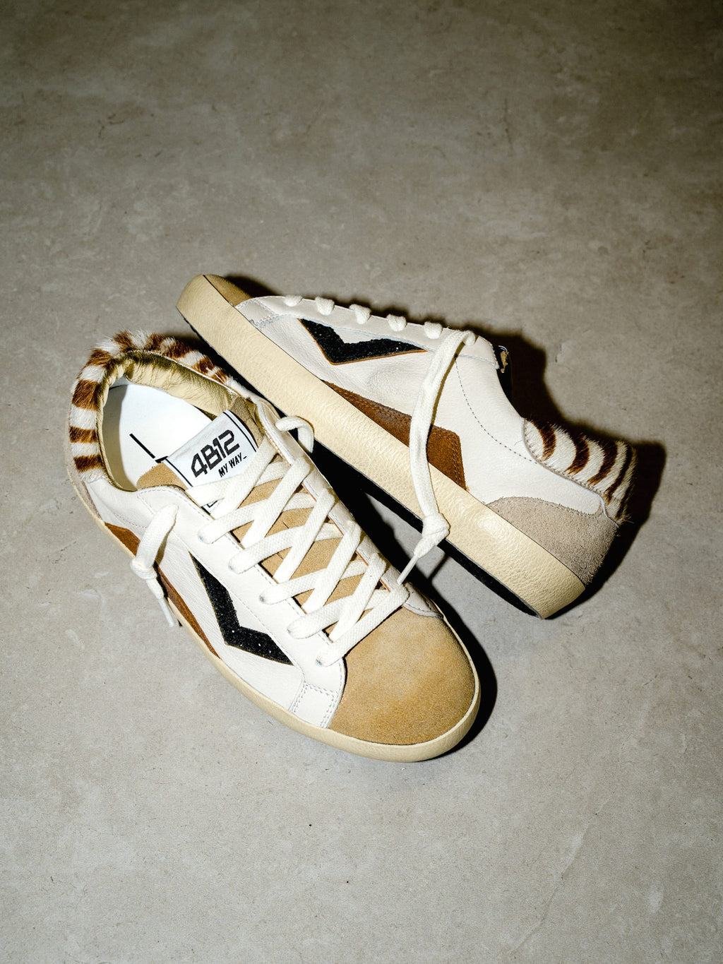 SUPRIME Sneakers in White, Animalier and Black Glitter