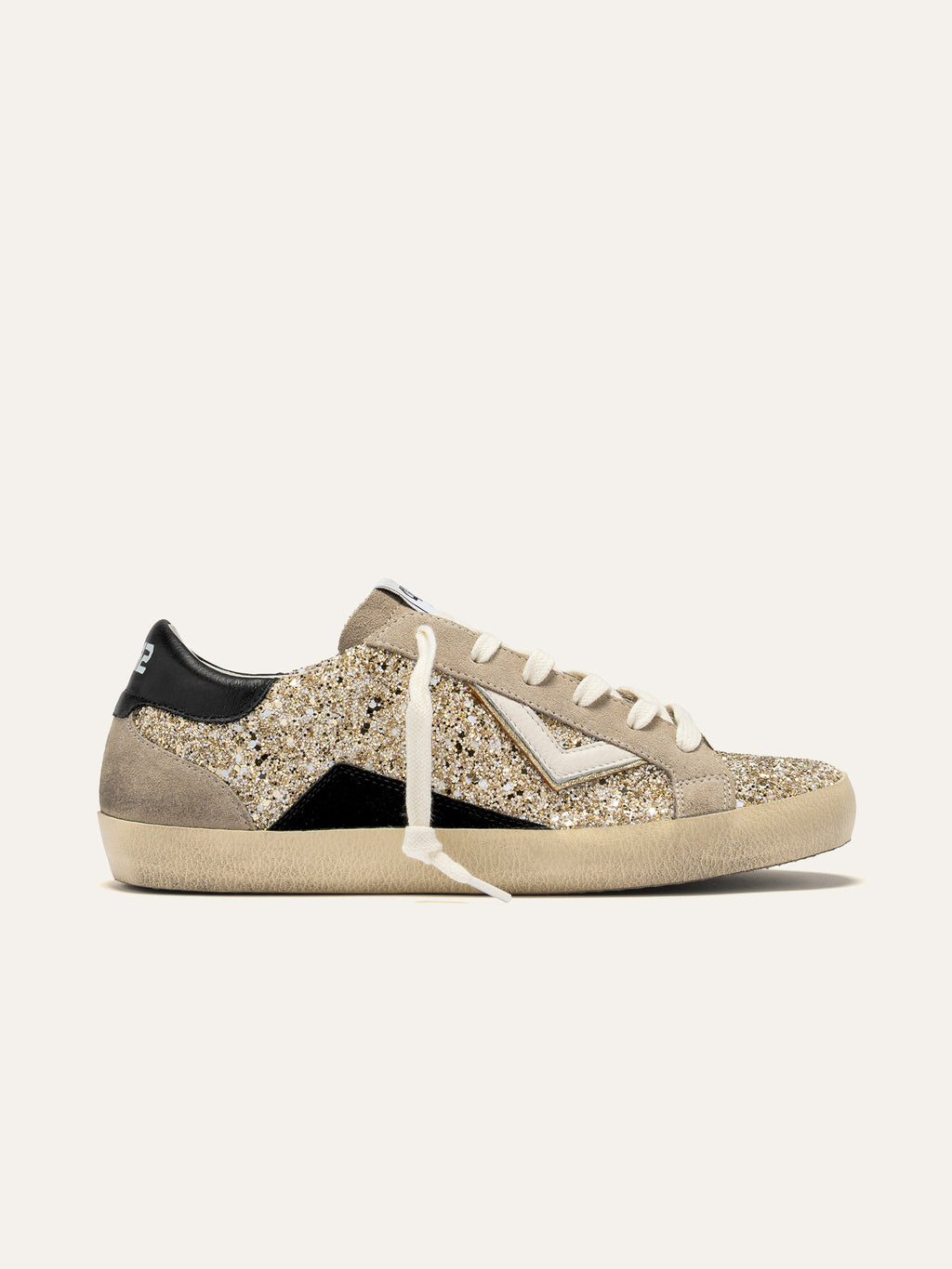 SUPRIME Sneakers in Gold Glitter and Beige