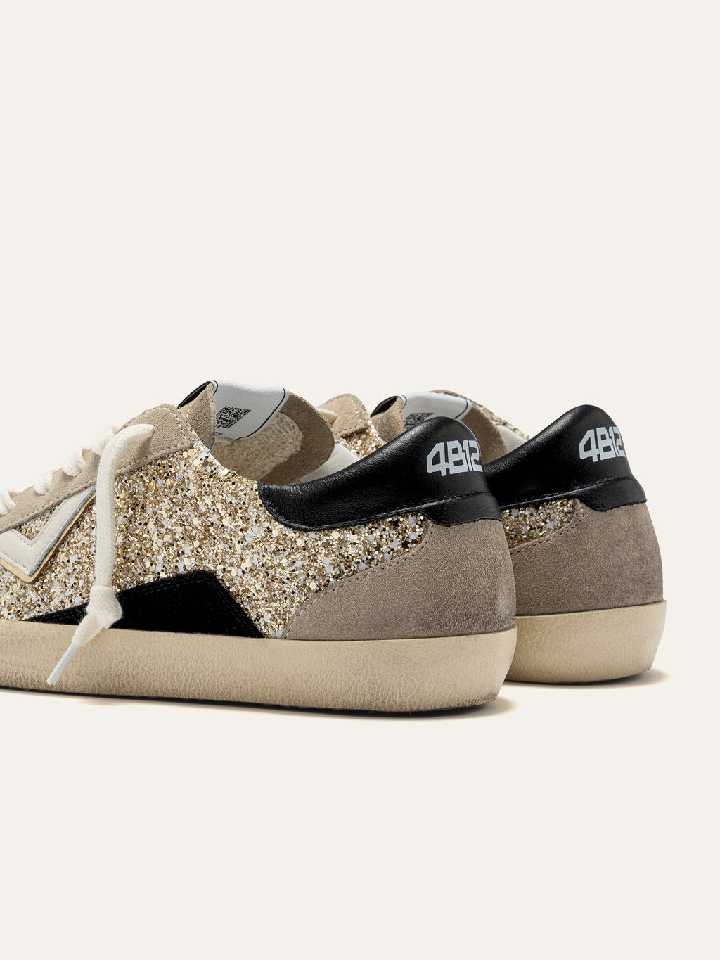 SUPRIME Sneakers in Gold Glitter and Beige