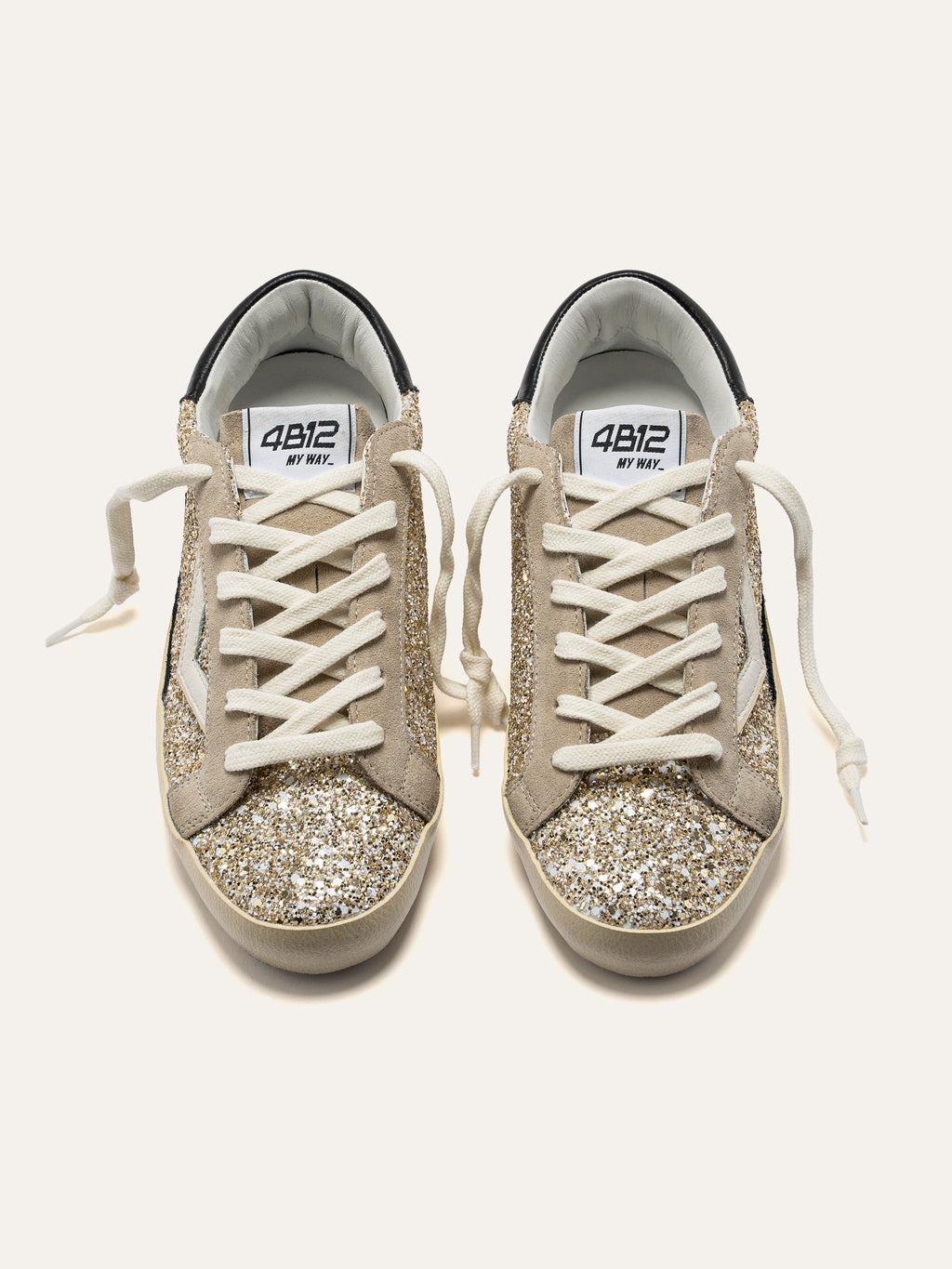 SUPRIME Sneakers in Gold Glitter and Beige