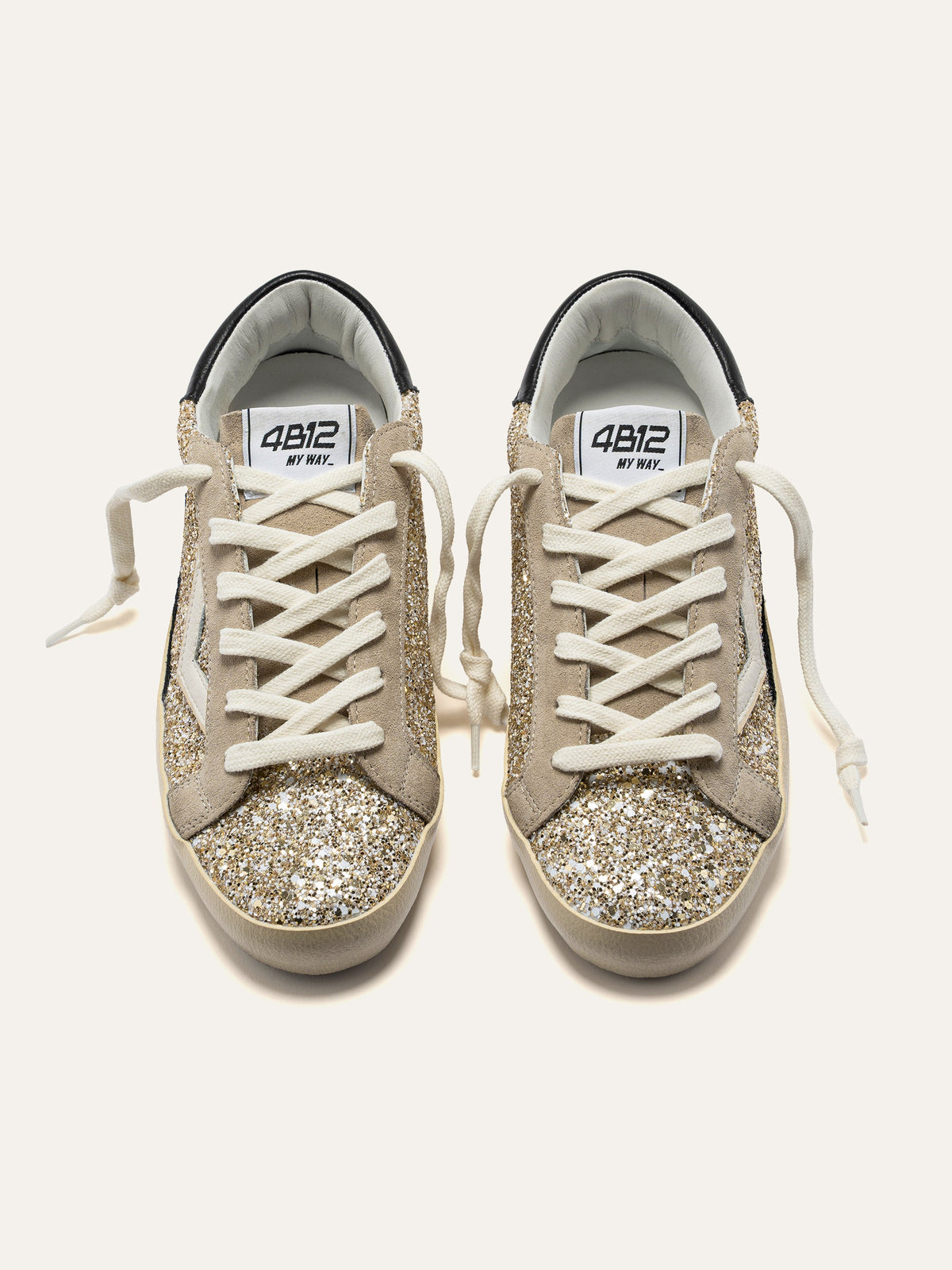 SUPRIME Sneakers in Gold Glitter and Beige