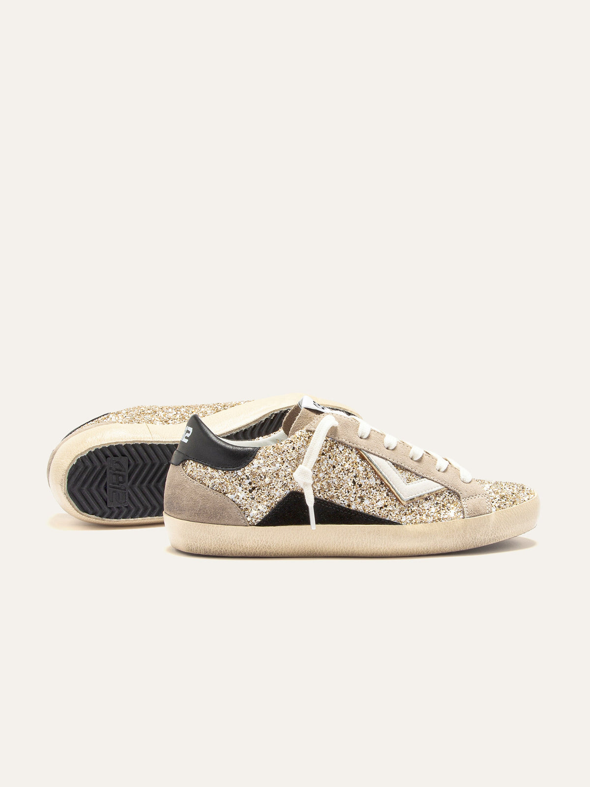 SUPRIME Sneakers in Gold Glitter and Beige