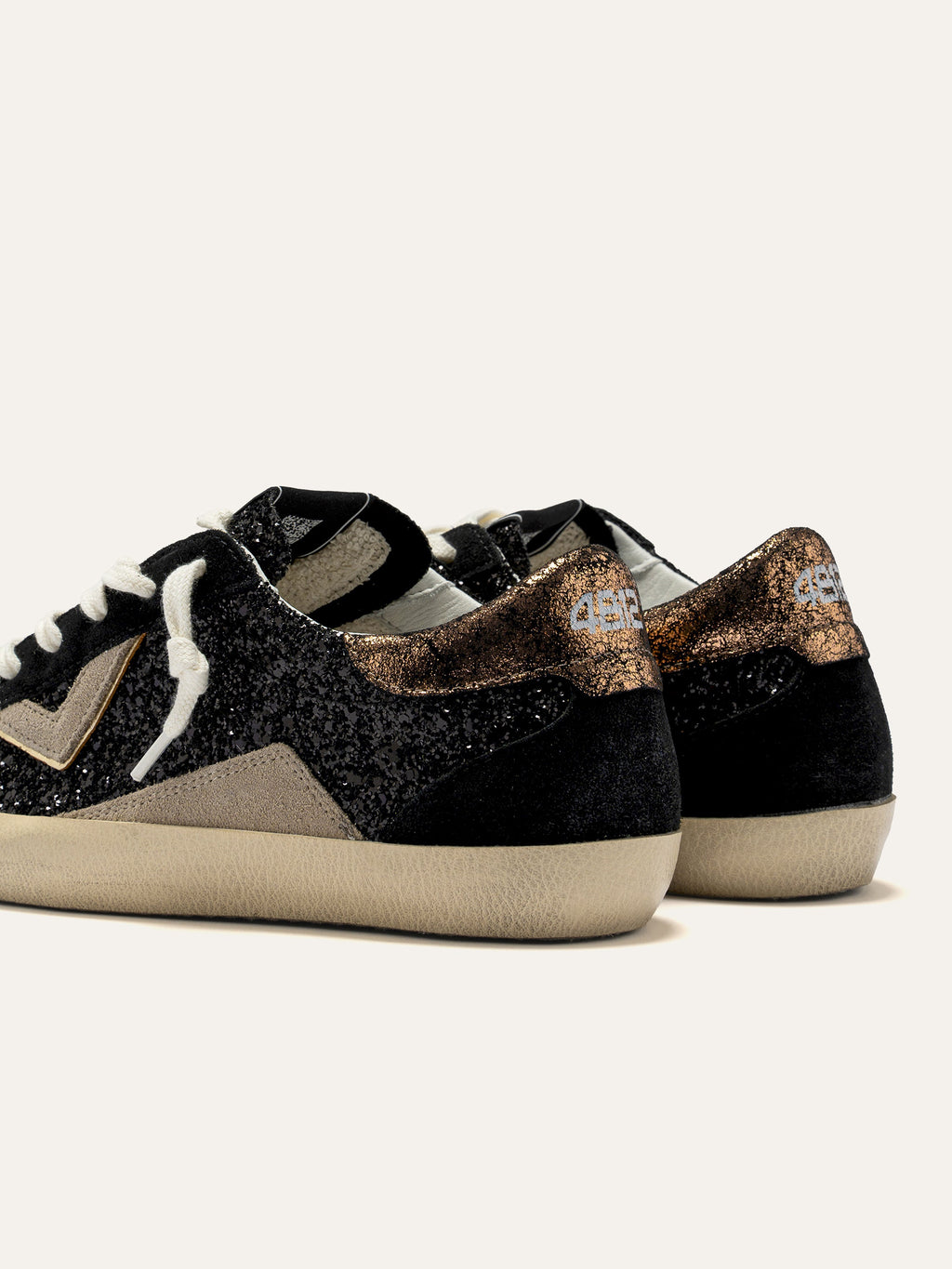 SUPRIME Sneakers in Black Glitter and Beige