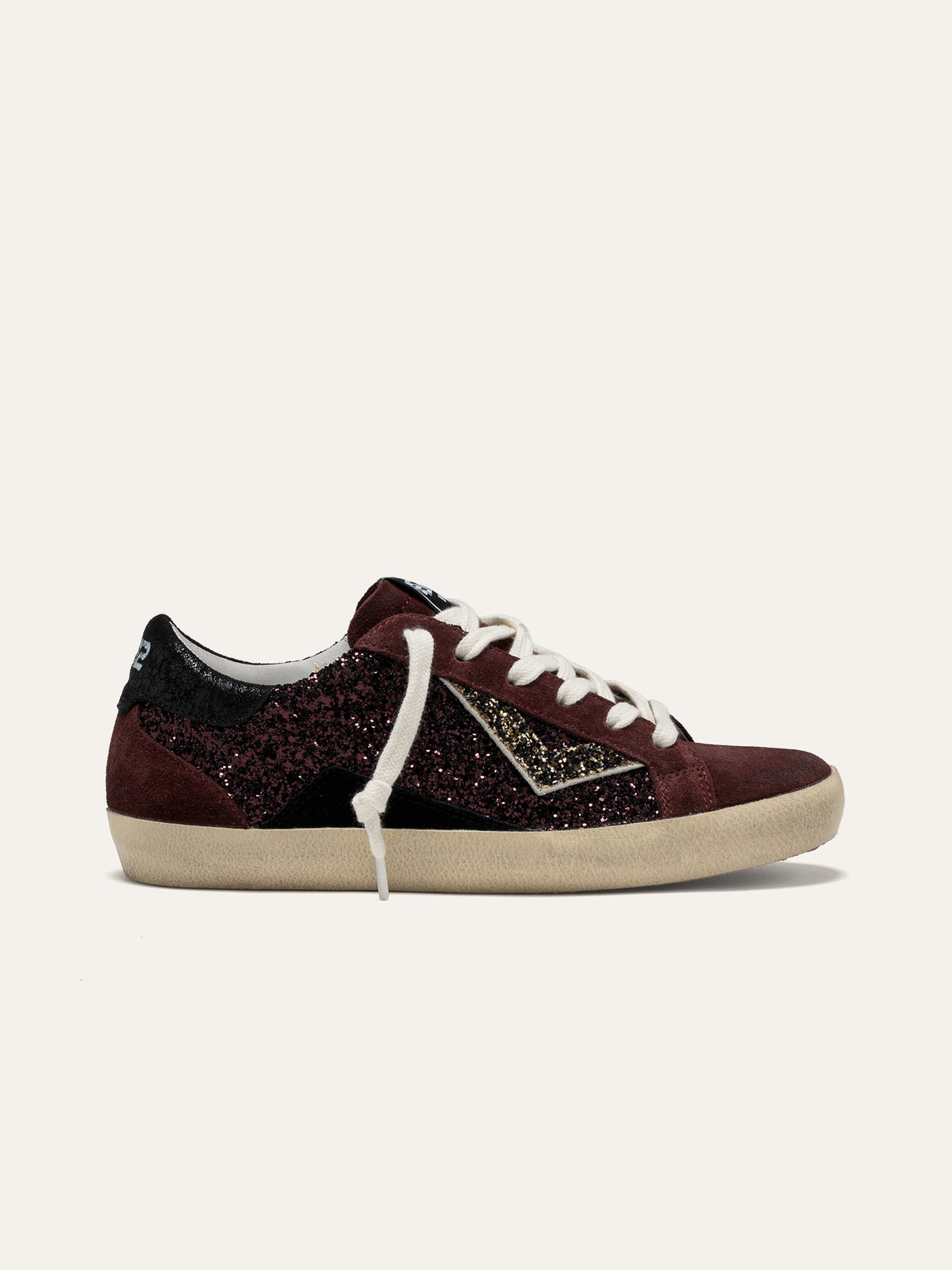 Sneaker SUPRIME in Camoscio Bordeaux con Glitter