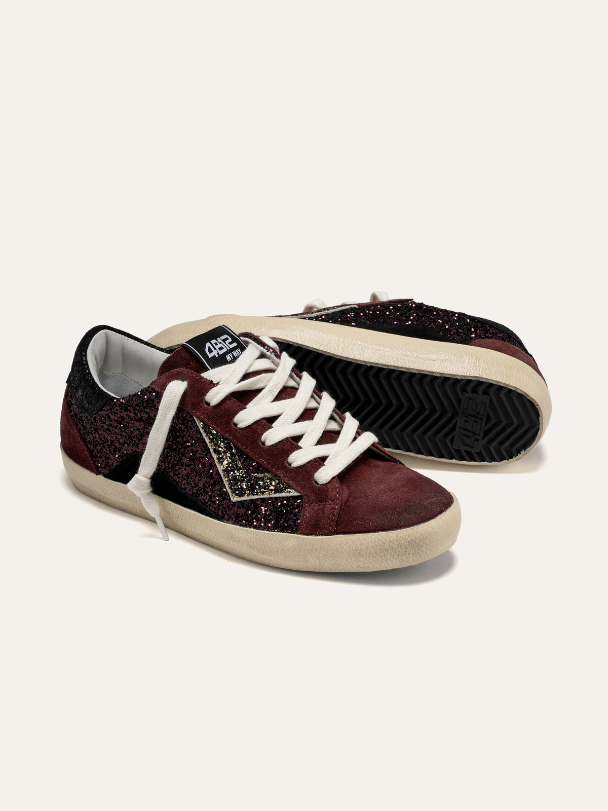 Sneaker SUPRIME in Camoscio Bordeaux con Glitter