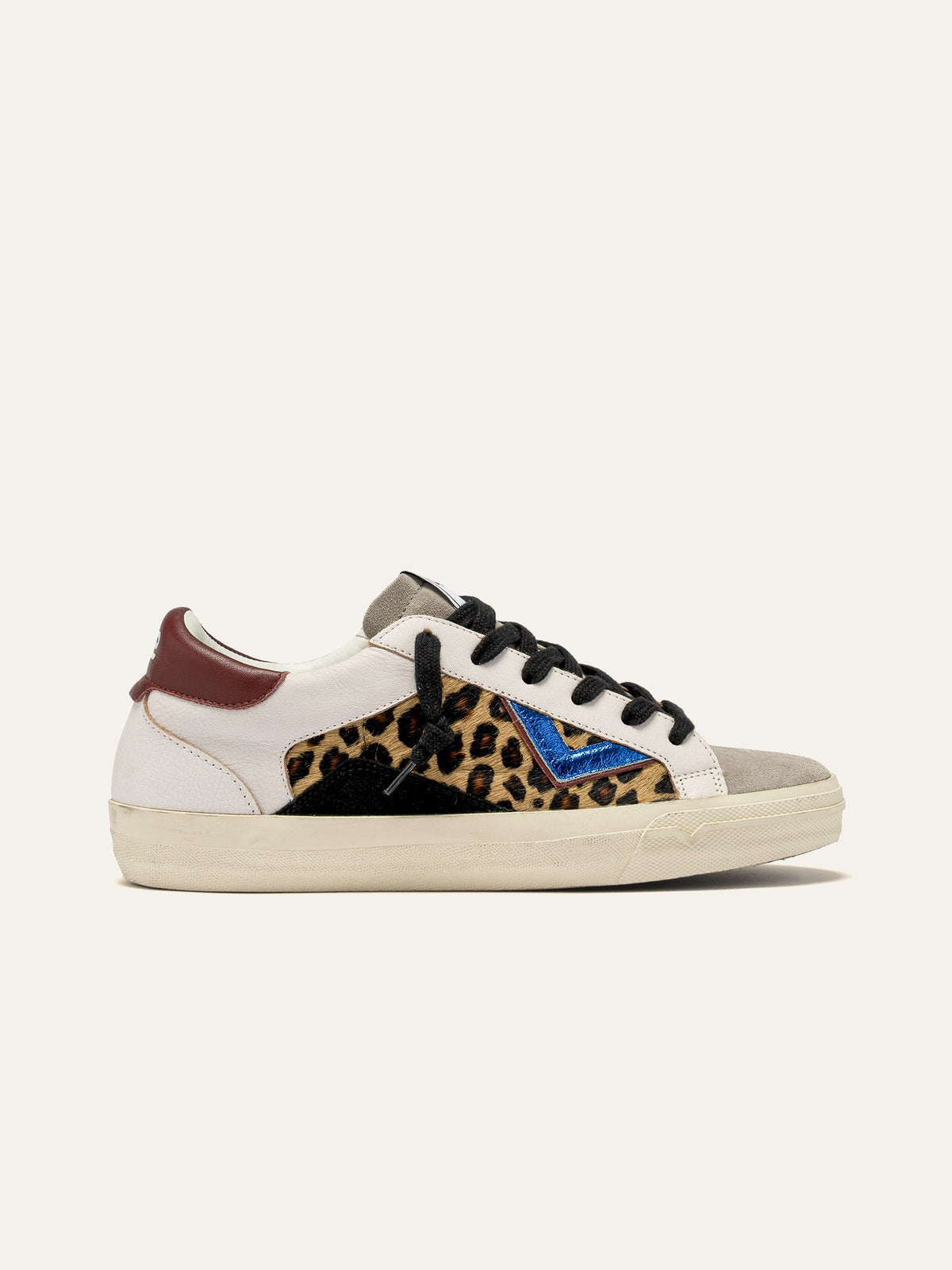 Sneaker SUPRIME in Pelle Bianca, Leopard e Blu