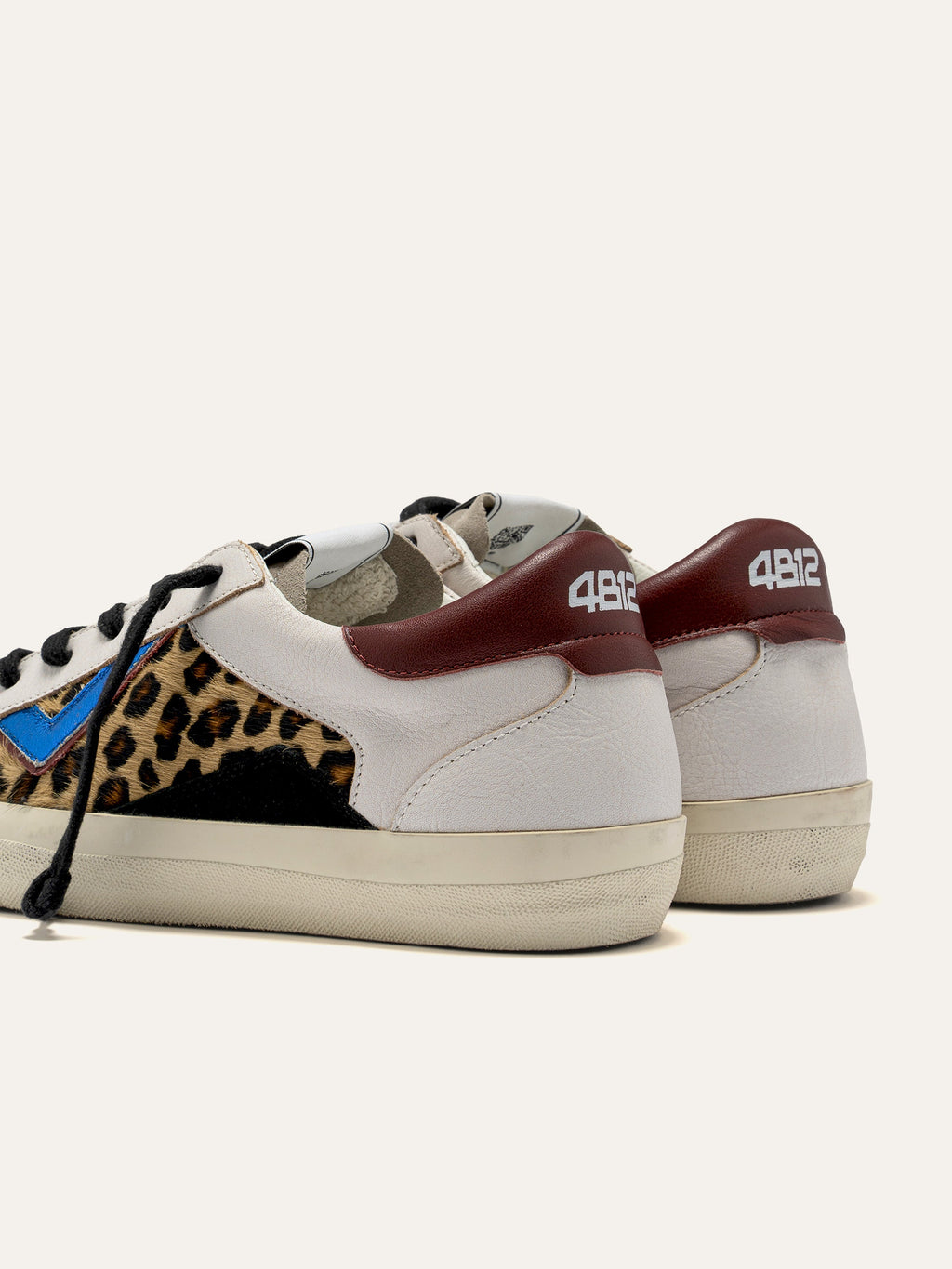 SUPRIME Sneakers in White Leather, Leopard and Blue