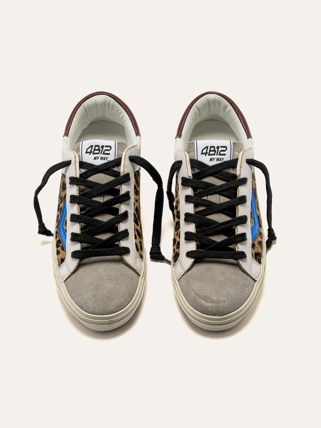 SUPRIME Sneakers in White Leather, Leopard and Blue