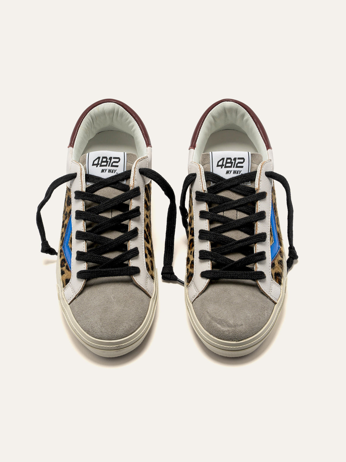 SUPRIME Sneakers in White Leather, Leopard and Blue