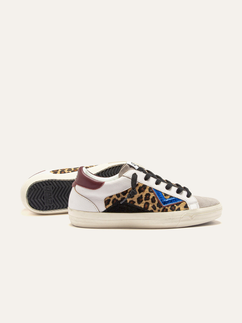 SUPRIME Sneakers in White Leather, Leopard and Blue