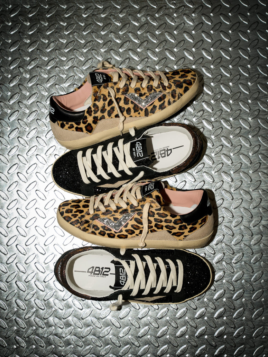 SUPRIME Sneakers in Leopard and Silver Glitter