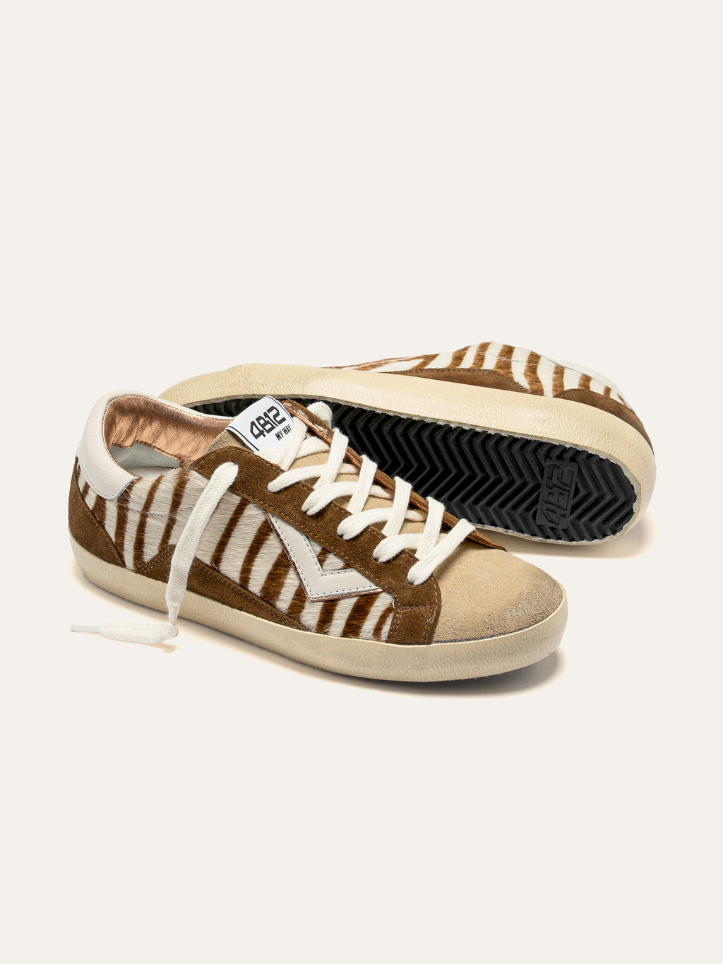 SUPRIME Sneakers in Zebra Print and Brown Suede