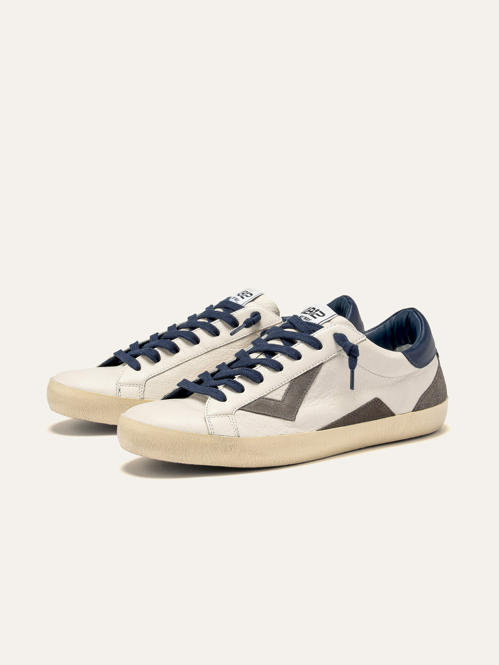 SUPRIME Sneakers in White, Grey and Navy Leather