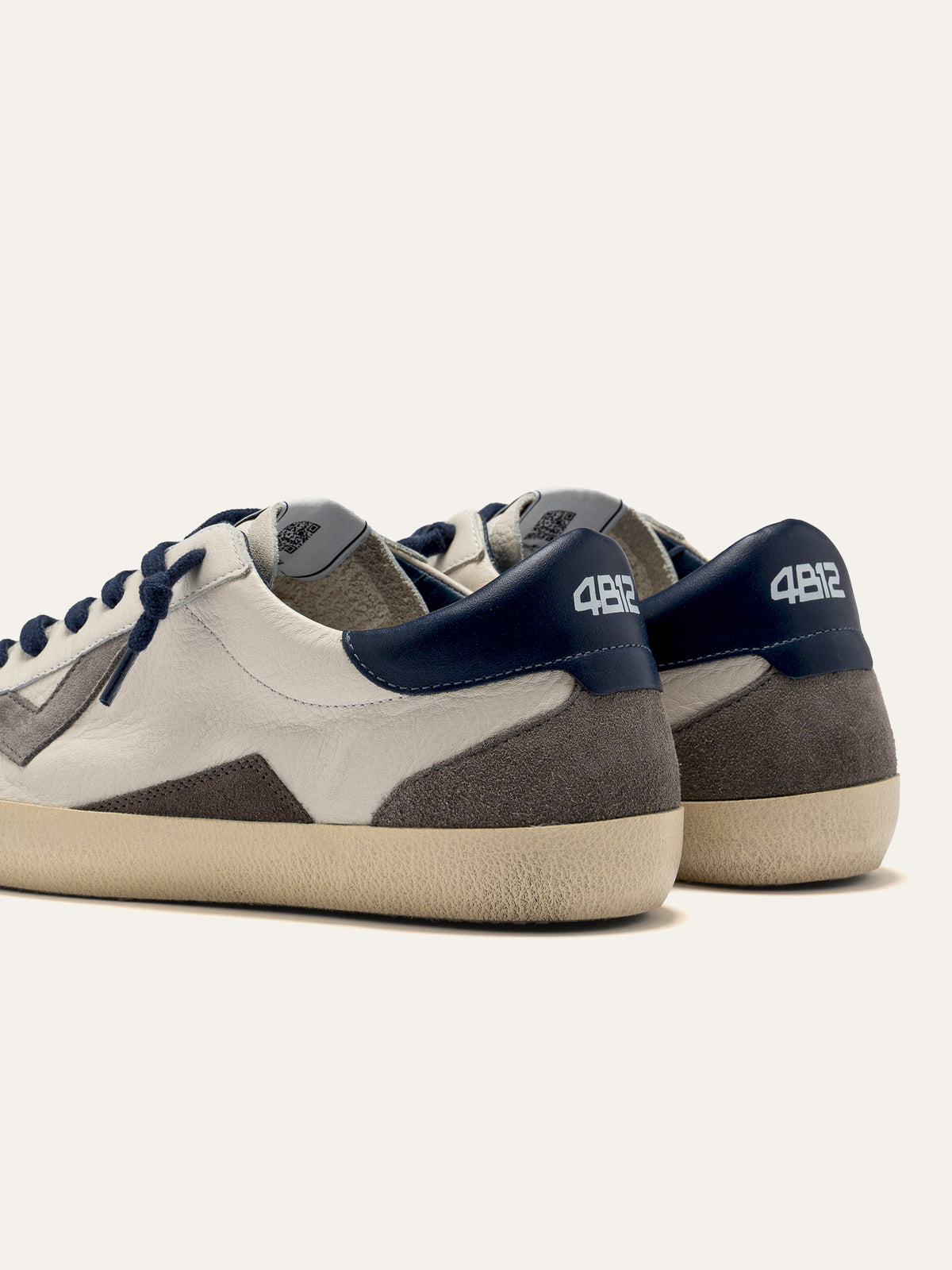 SUPRIME Sneakers in White, Grey and Navy Leather