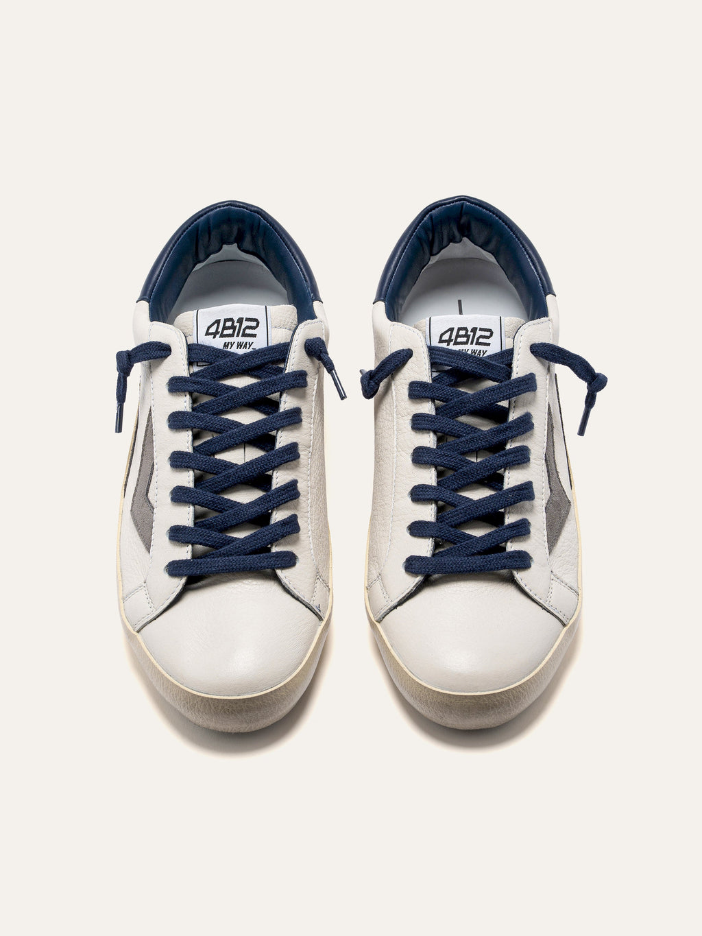 SUPRIME Sneakers in White, Grey and Navy Leather