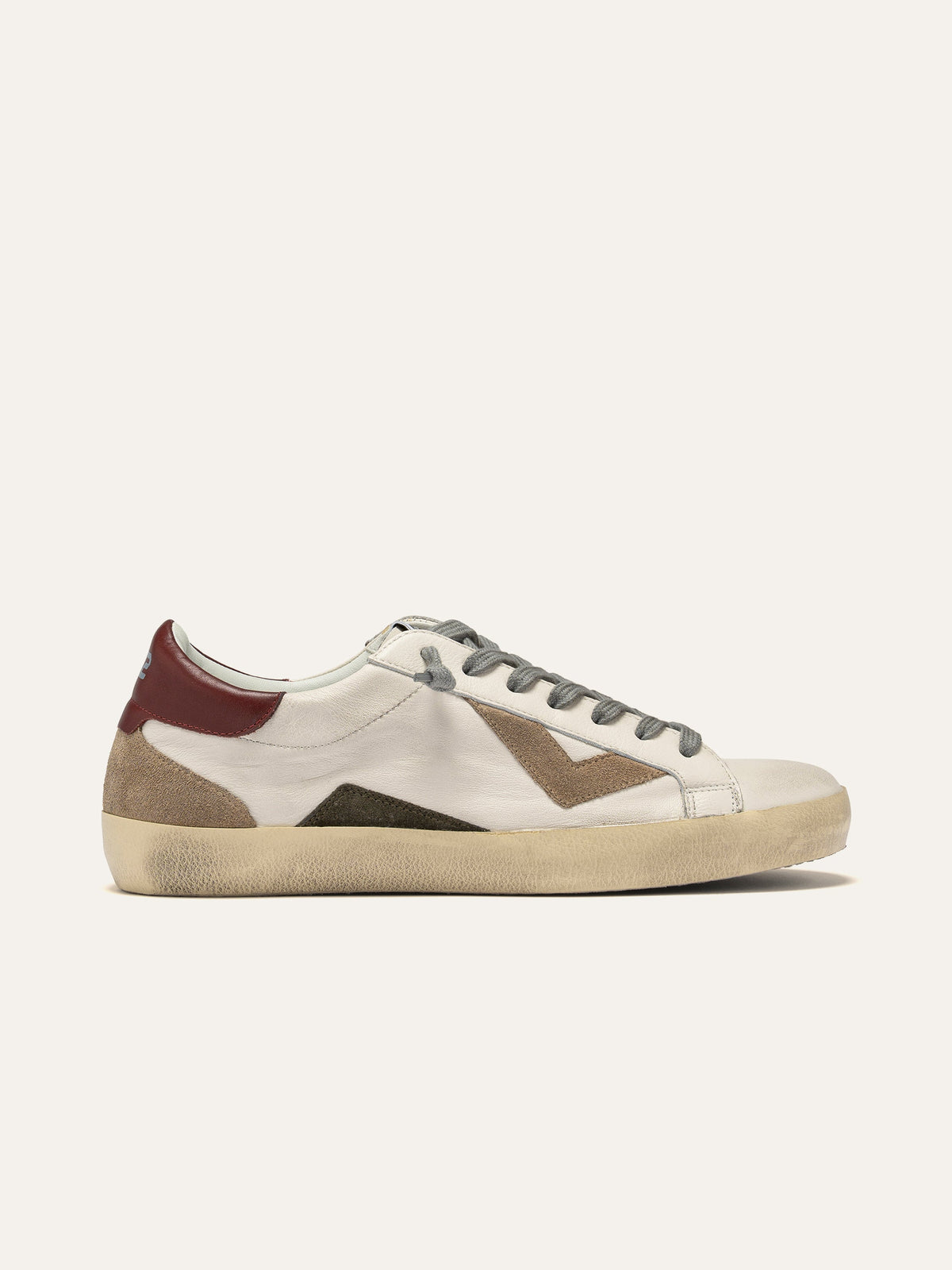 Sneaker SUPRIME in Pelle Bianca, Beige e Bordeaux
