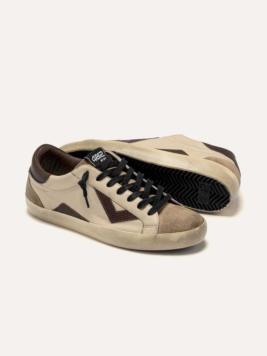 SUPRIME Sneakers in White and Dark Brown