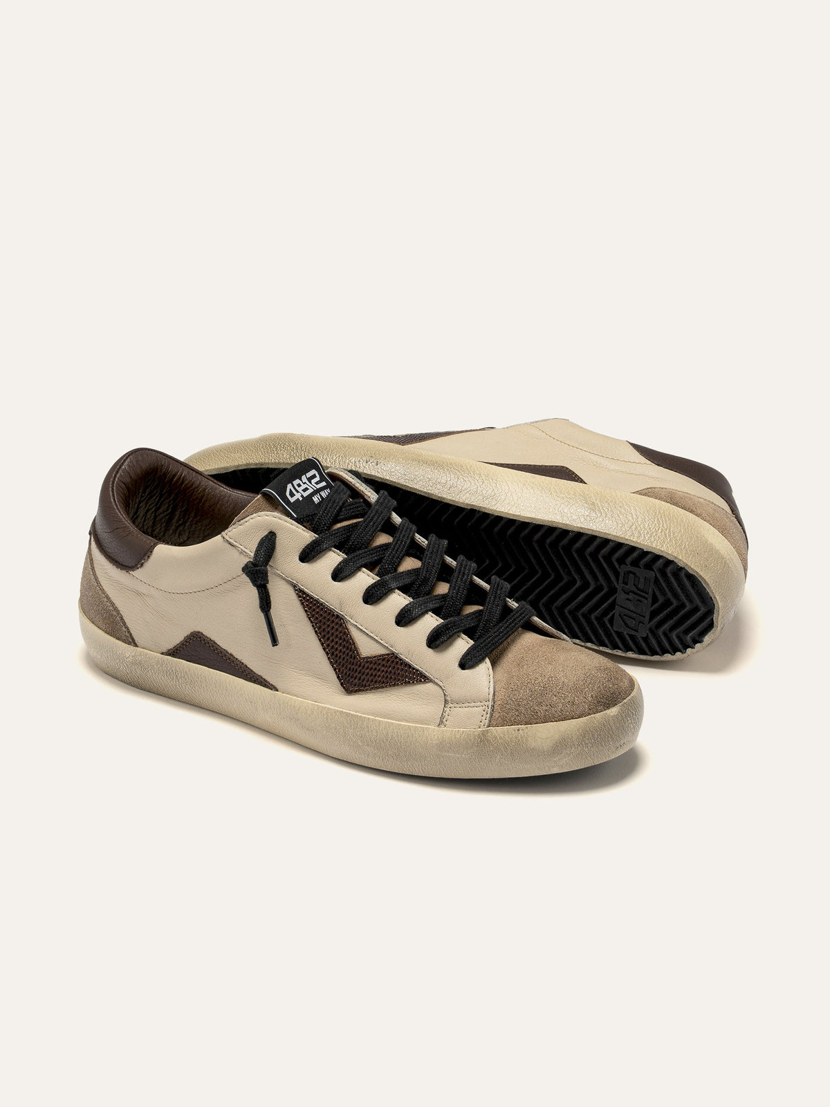 SUPRIME Sneakers in White and Dark Brown