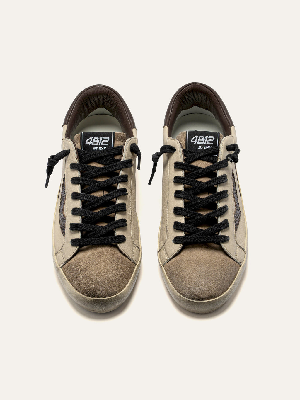 SUPRIME Sneakers in White and Dark Brown
