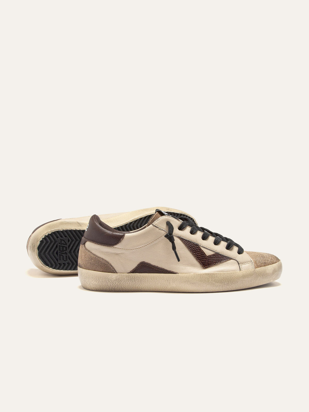 SUPRIME Sneakers in White and Dark Brown