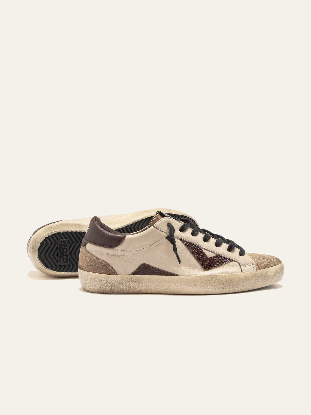 SUPRIME Sneakers in White and Dark Brown