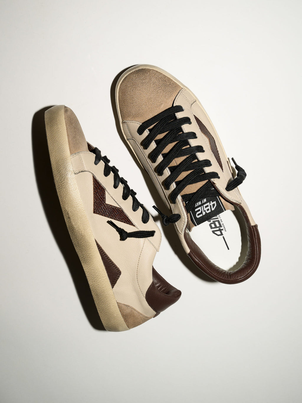 SUPRIME Sneakers in White and Dark Brown