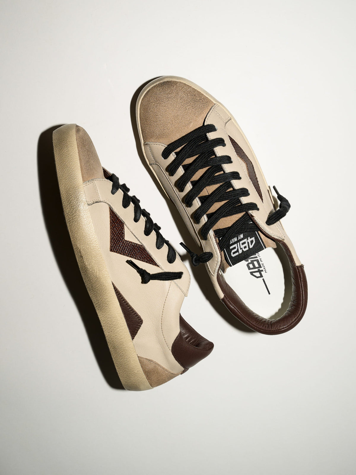 SUPRIME Sneakers in White and Dark Brown