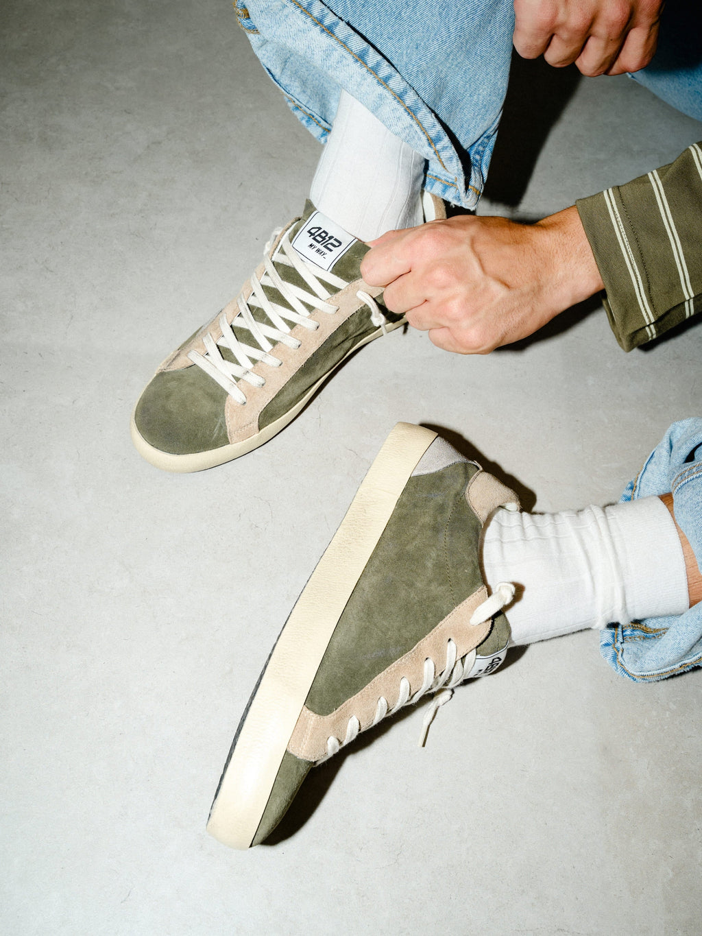 SUPRIME Sneakers in Olive Green and Grey