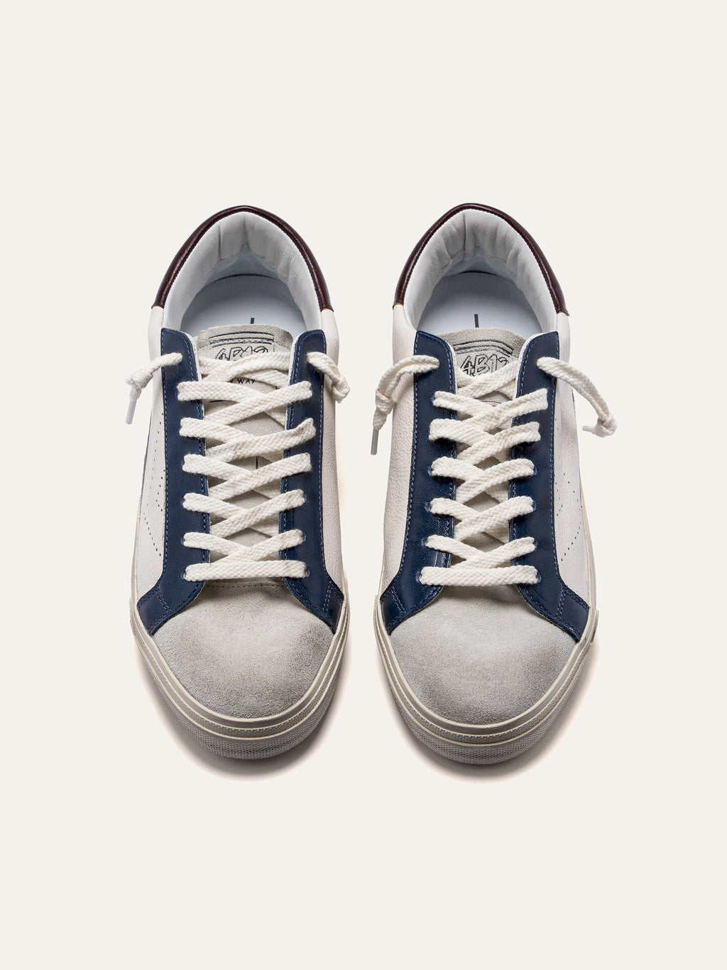 SUPRIME Sneakers in White and Blue Leather