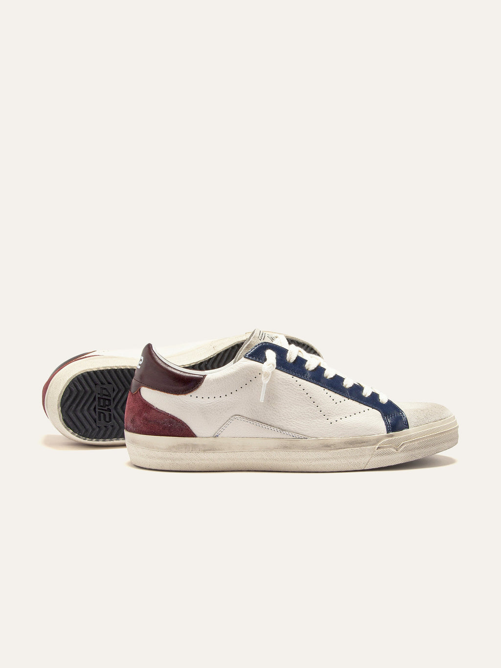 SUPRIME Sneakers in White and Blue Leather