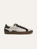 SUPRIME Sneakers in White Leather with Black and Olive Green Details