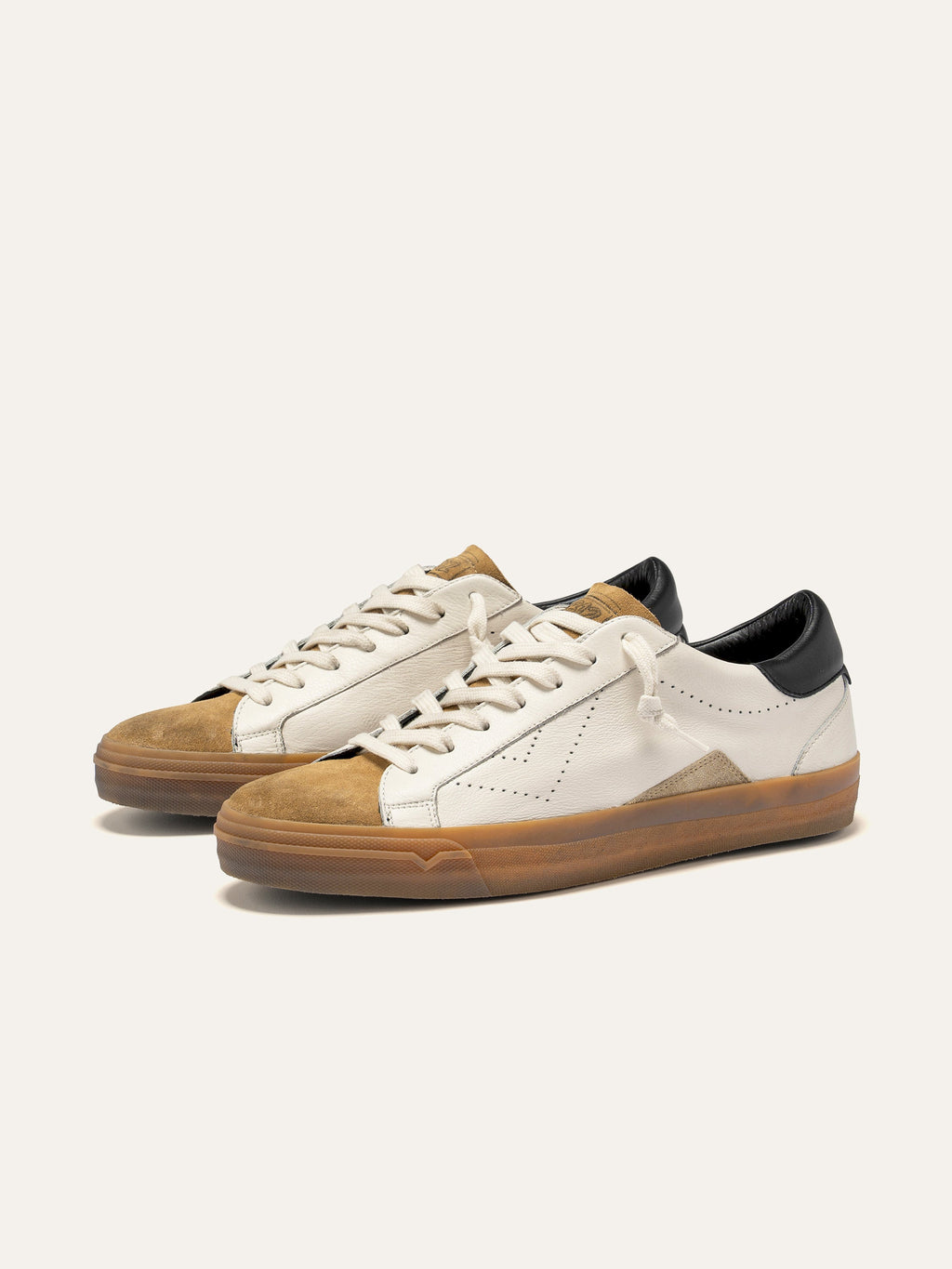 SUPRIME Sneakers in White Leather and Camel Suede