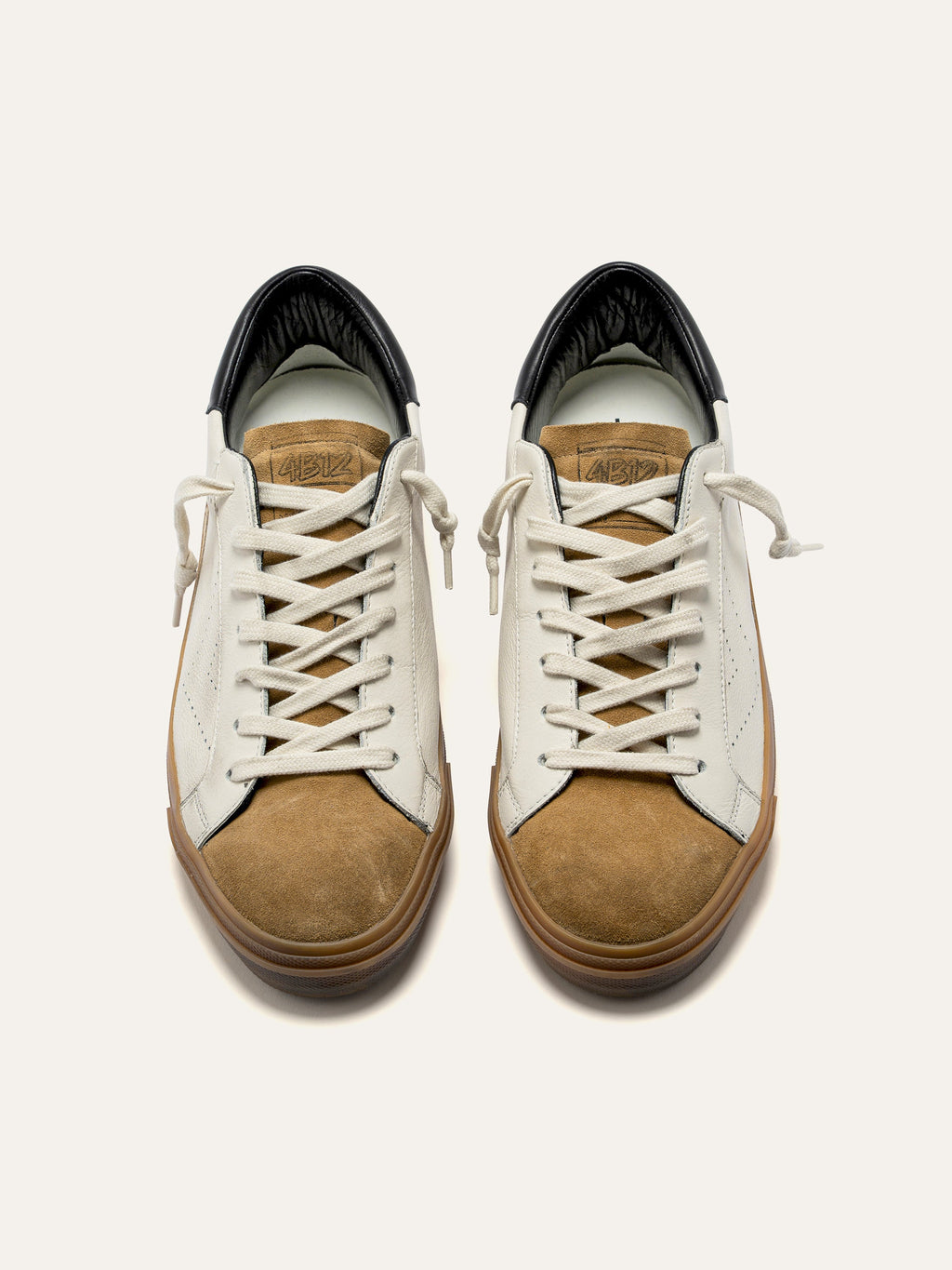 SUPRIME Sneakers in White Leather and Camel Suede