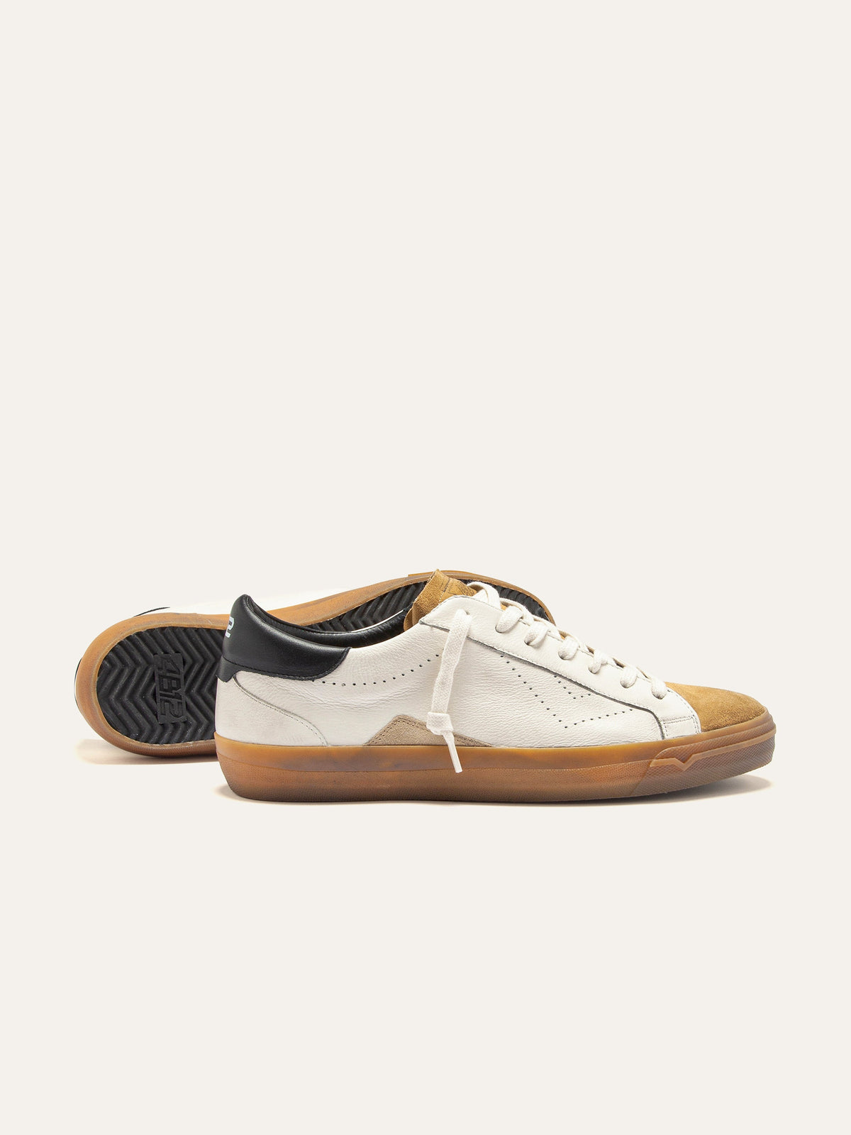 SUPRIME Sneakers in White Leather and Camel Suede