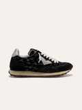Sneaker VINTAGERUN in Cavallino Nero con Glitter e Dettagli Argento