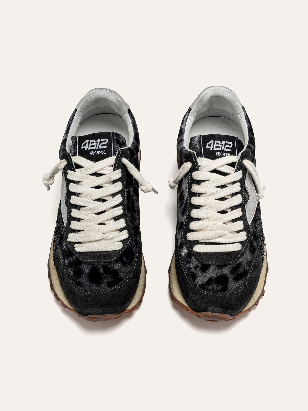 Sneaker VINTAGERUN in Cavallino Nero con Glitter e Dettagli Argento
