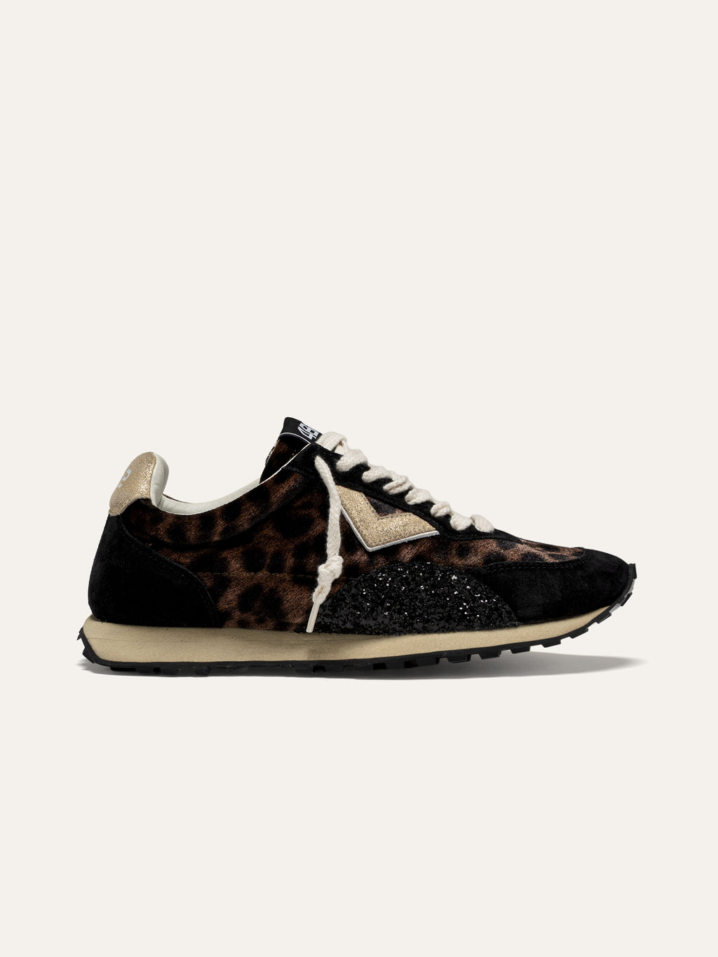 Sneaker VINTAGERUN in Cavallino Leopardato con Glitter Nero e Oro