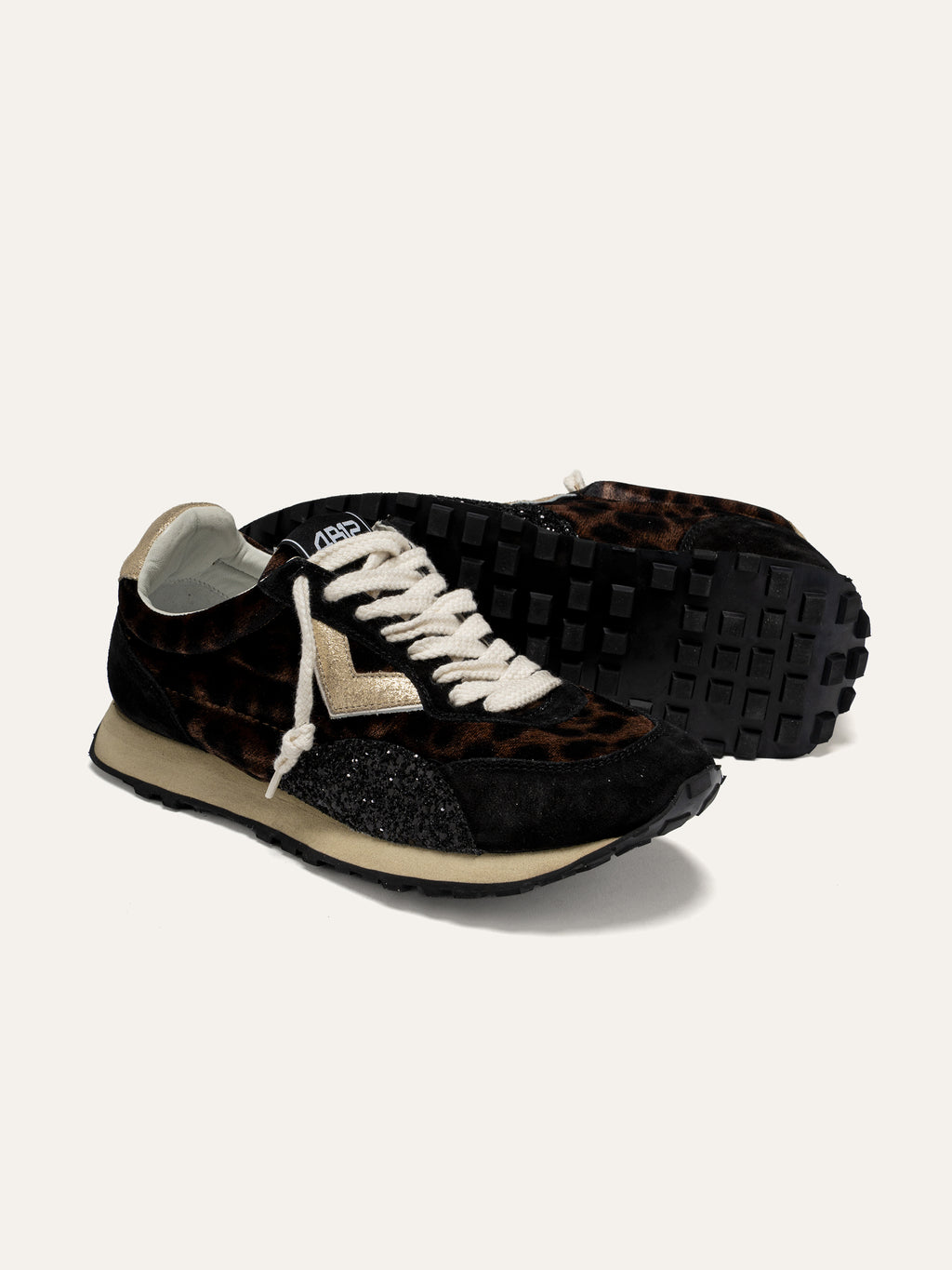 Sneaker VINTAGERUN in Cavallino Leopardato con Glitter Nero e Oro